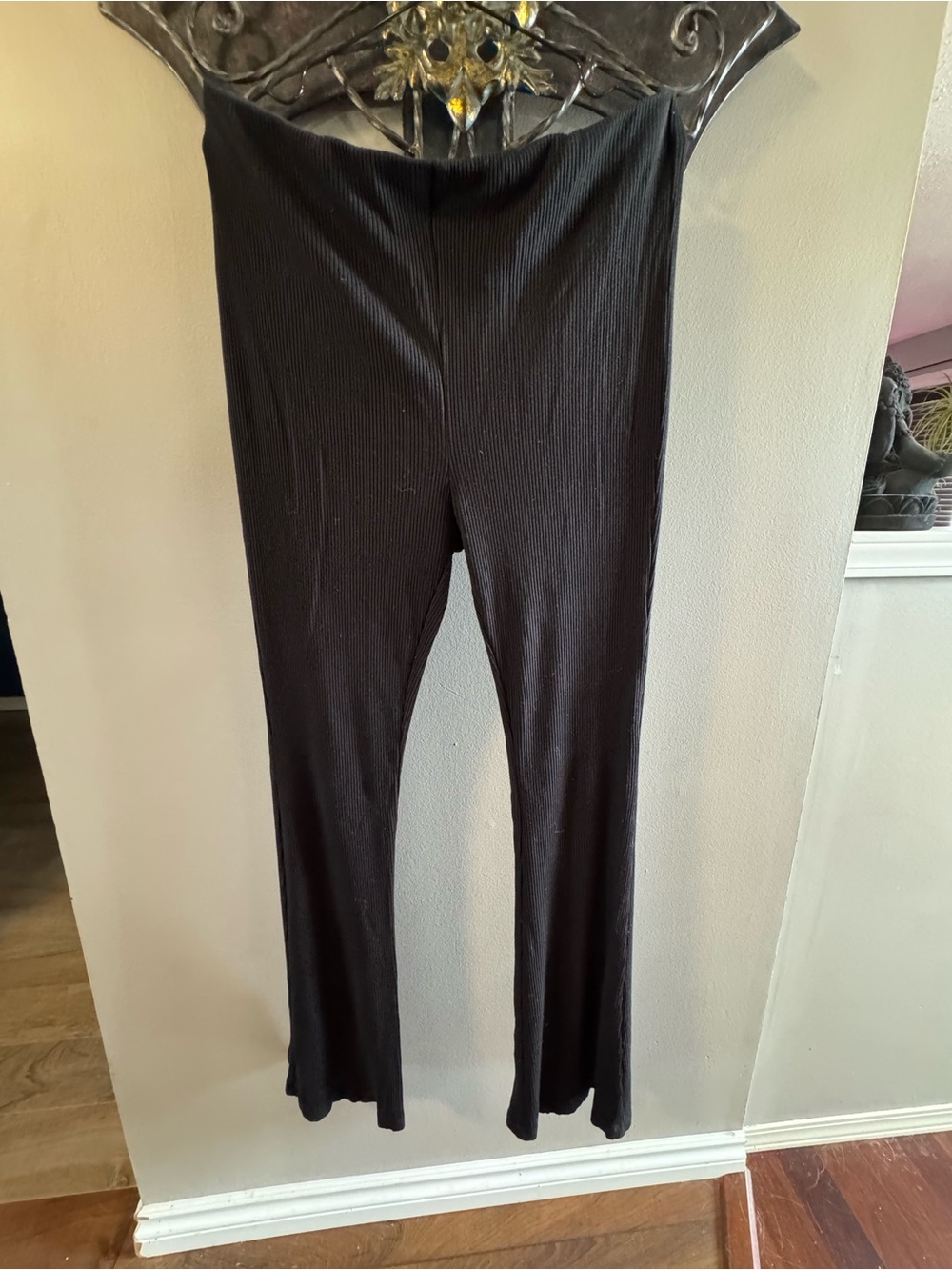 H&M Black Ribbed Boot-Cut Pants